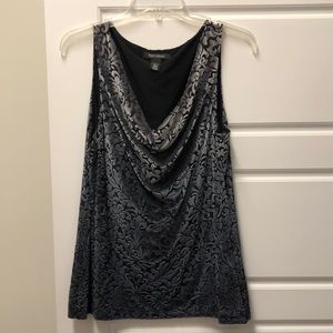 SLEEVELESS DRAPE NECK VELVET TOP